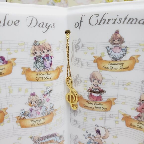 Christmas Ceramic Twelve Days Of Christmas Precious Moments Music Box 1998 Retro - Picture 3 of 10